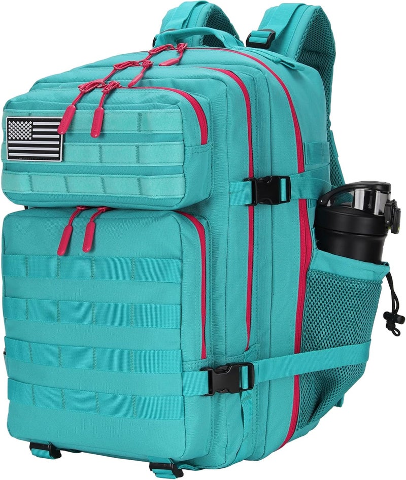 Lovelinks21 25L Tactical Military Backpack Small Travel Rucksack for Men and Women Assault Pack Bug Out Bag Molle Daypack Gym Backpack with Bottle Holder (Neon Teal) - Image 1
